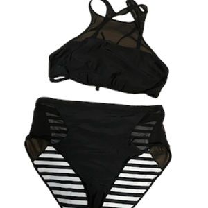 lululemon black high waisted, sheer, reversible bikini size 10